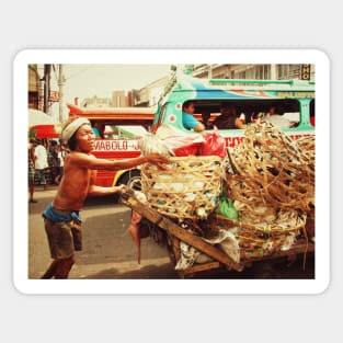 Street scene at the market in Cebu city, Philippines. Sticker